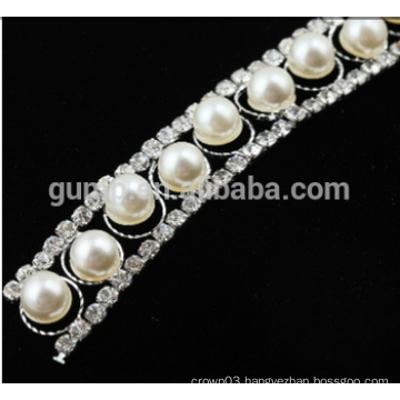 rhinestone trim chain with pearl trimmings for dresses